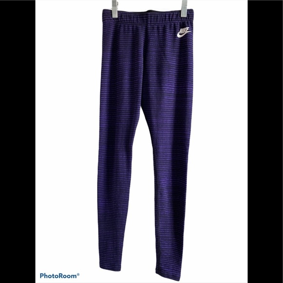 Nike Purple & Black Full Length Striped Leggings - XS - Picture 1 of 6